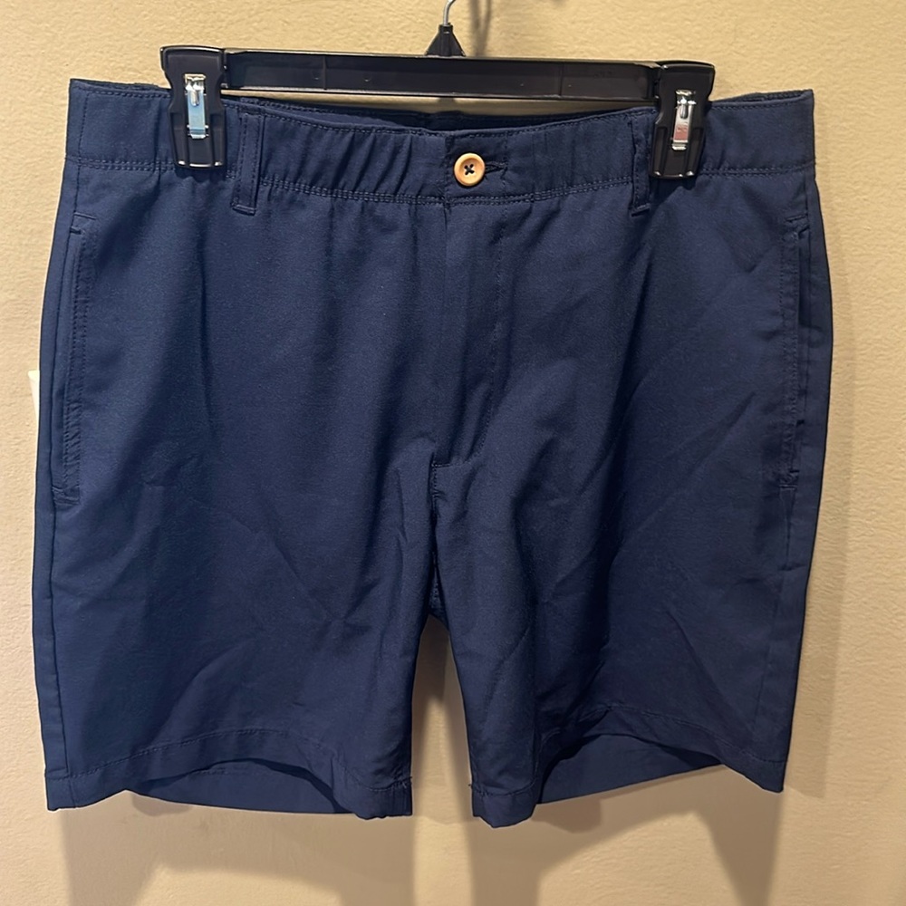 EUC Caribbean Joe Sz 32 Navy blue mid-rise Shorts Swim Trunk material stretch